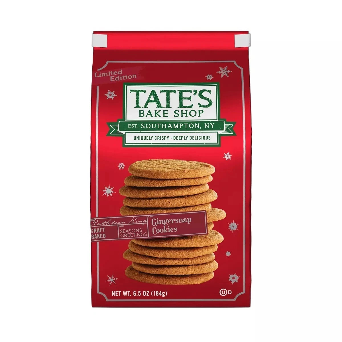 Tate’s Bake Shop Gingerbread Chip Cookies 6.5oz LImited Edition BB: 02/2026