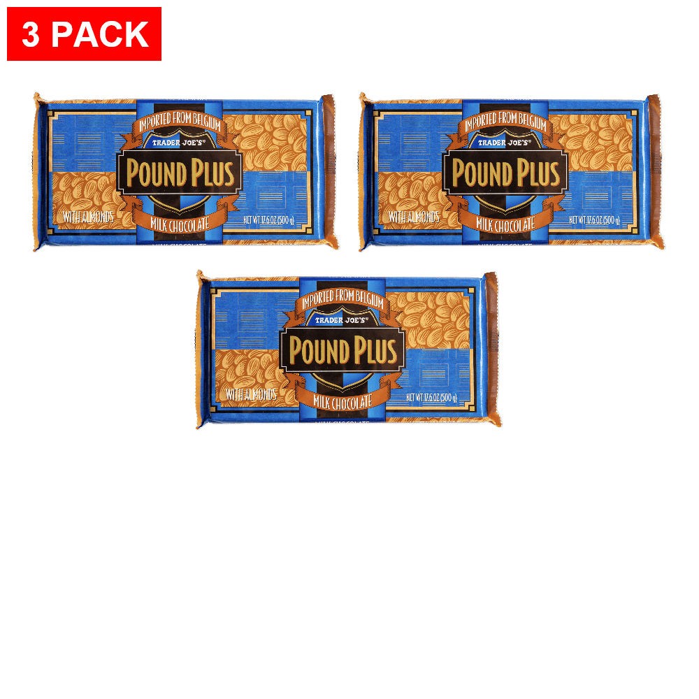 Trader Joe’s Pound Plus Milk Chocolate Bar with Almonds 17.6 Oz – Pack of 3
