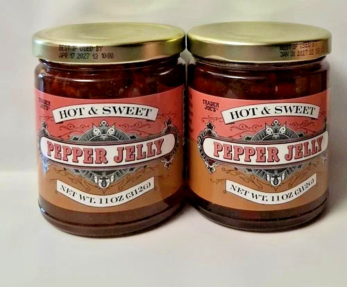 2X Trader Joe’s Hot and Sweet Pepper Jelly Glass Jar 11 oz