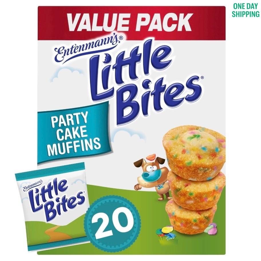 Entenmann’s Little Bites Party Cake Muffins 1.65 oz 20 Count Kids Snack