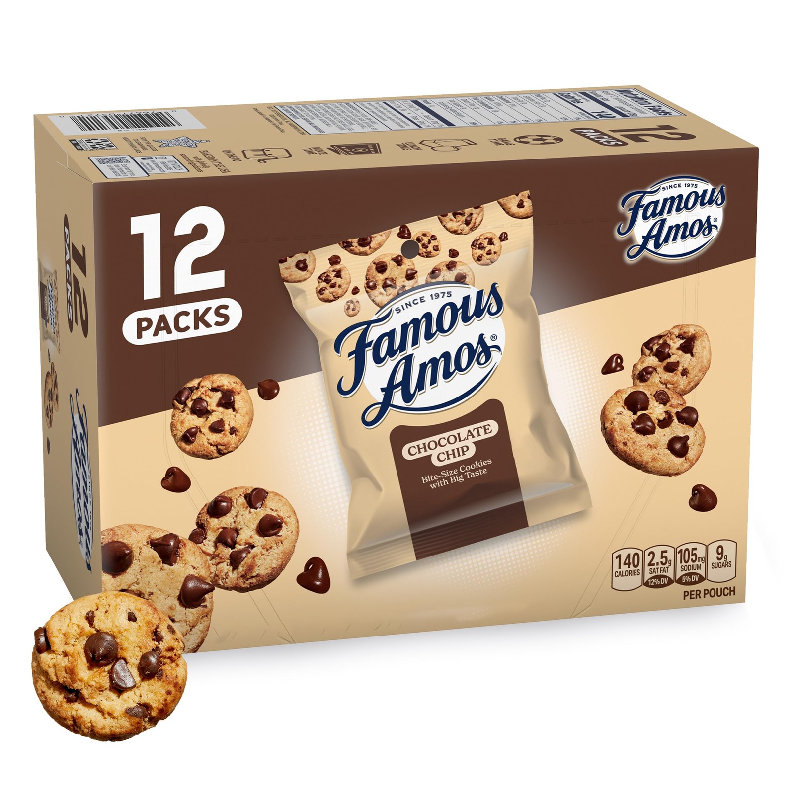 Famous Amos Classic Chocolate Chip Cookies Bitesize cookies Sweet Treats, 12pk