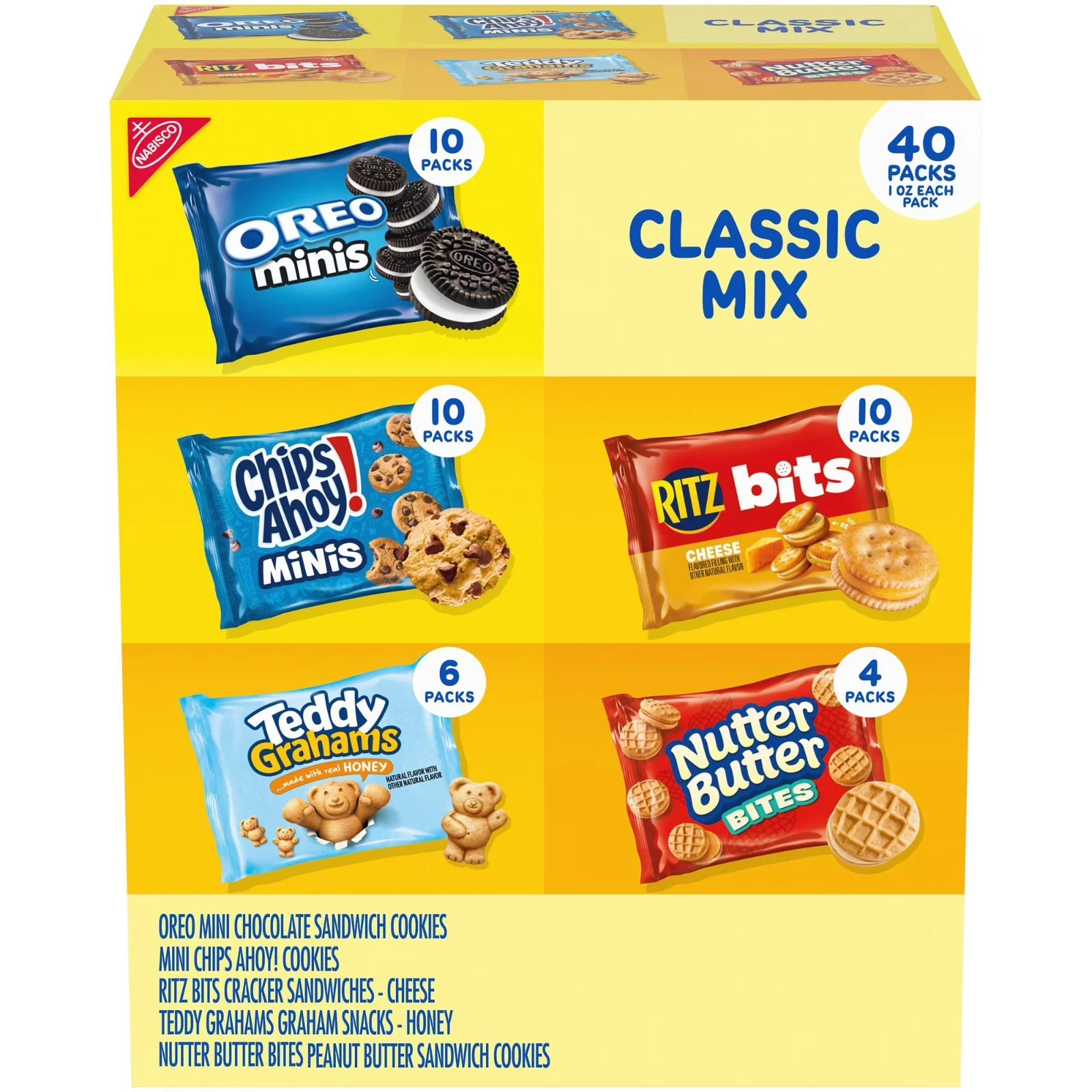 Nabisco Classic Mix Variety Pack Cookies Crackers Snacks 40 Pack Assorted