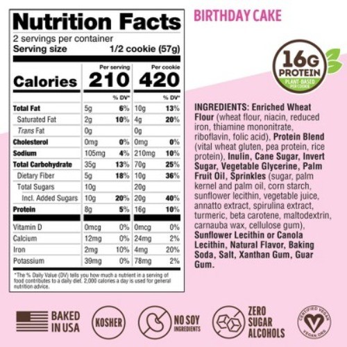 Lenny & Larry's Complete Vegan Cookie – Birthday Cake – 12ct