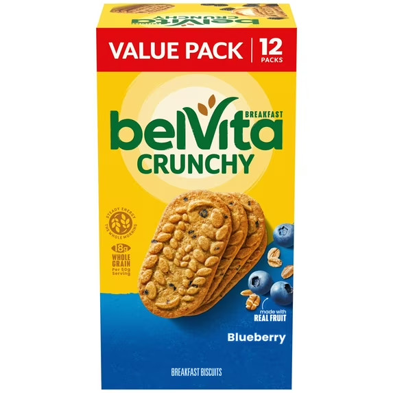 belVita Breakfast Bars Biscuits, Blueberry, Value Pack,12 Packs (4 Biscuits Per)