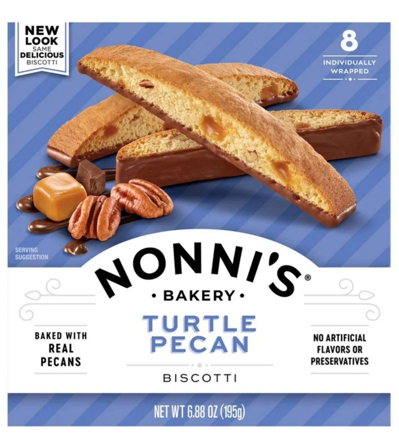 🟣 New Nonni’s Bakery TURTLE PECAN Biscotti Baked Soft Pastry Cookies 6.88oz