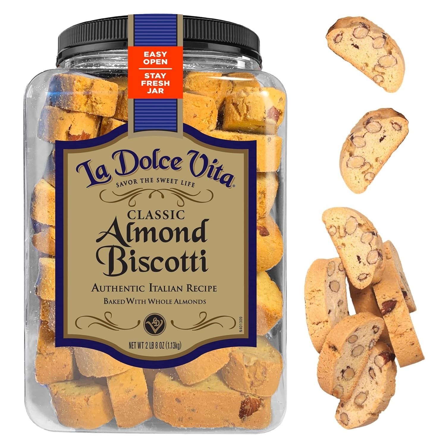 New La Dolce Vita Classic Italian Biscotti – Almond Cookie, 40 Ounce Bottle