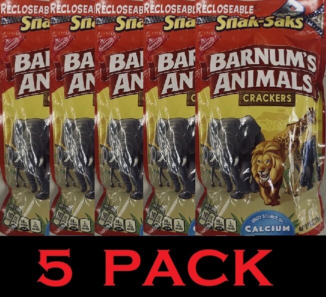 5x NABISCO BARNUM’S ANIMALS CRACKERS Cookies Snak Saks 8 oz Bag – 5 PACK