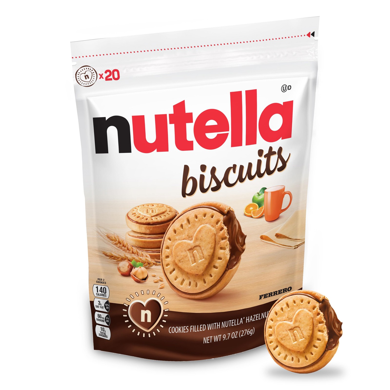 Biscuits Cookies Filled with Hazelnut Spread, Sweet Snack Pack, 9.7 oz