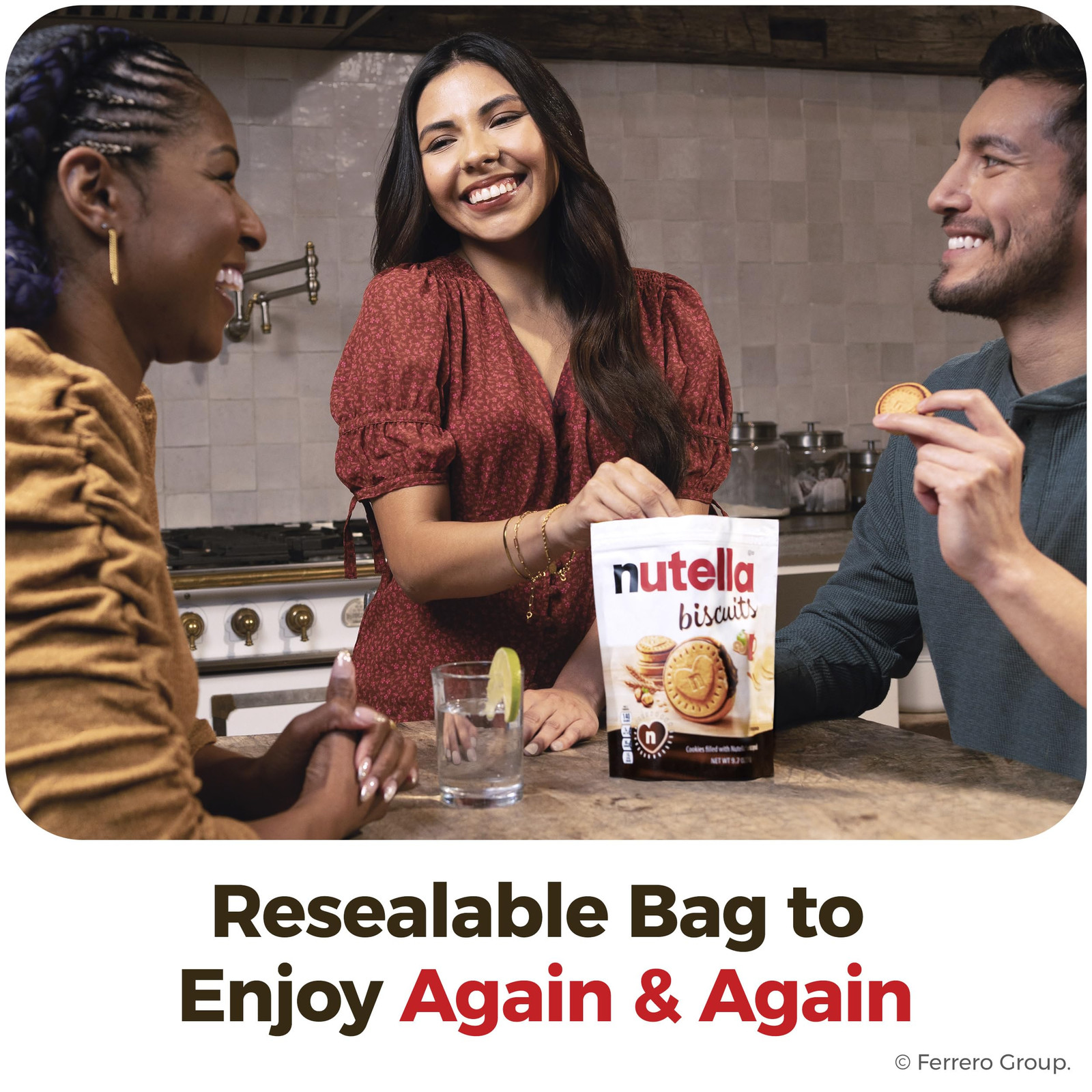 Nutella Biscuits 20 Count Resealable Bag Creamy Hazelnut Cookies 9.7 Ounces