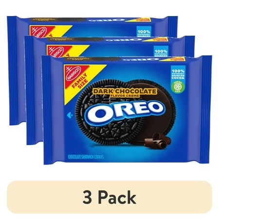 (3 pack) OREO Dark Chocolate Creme Chocolate Sandwich Cookies, Family Size,17 oz