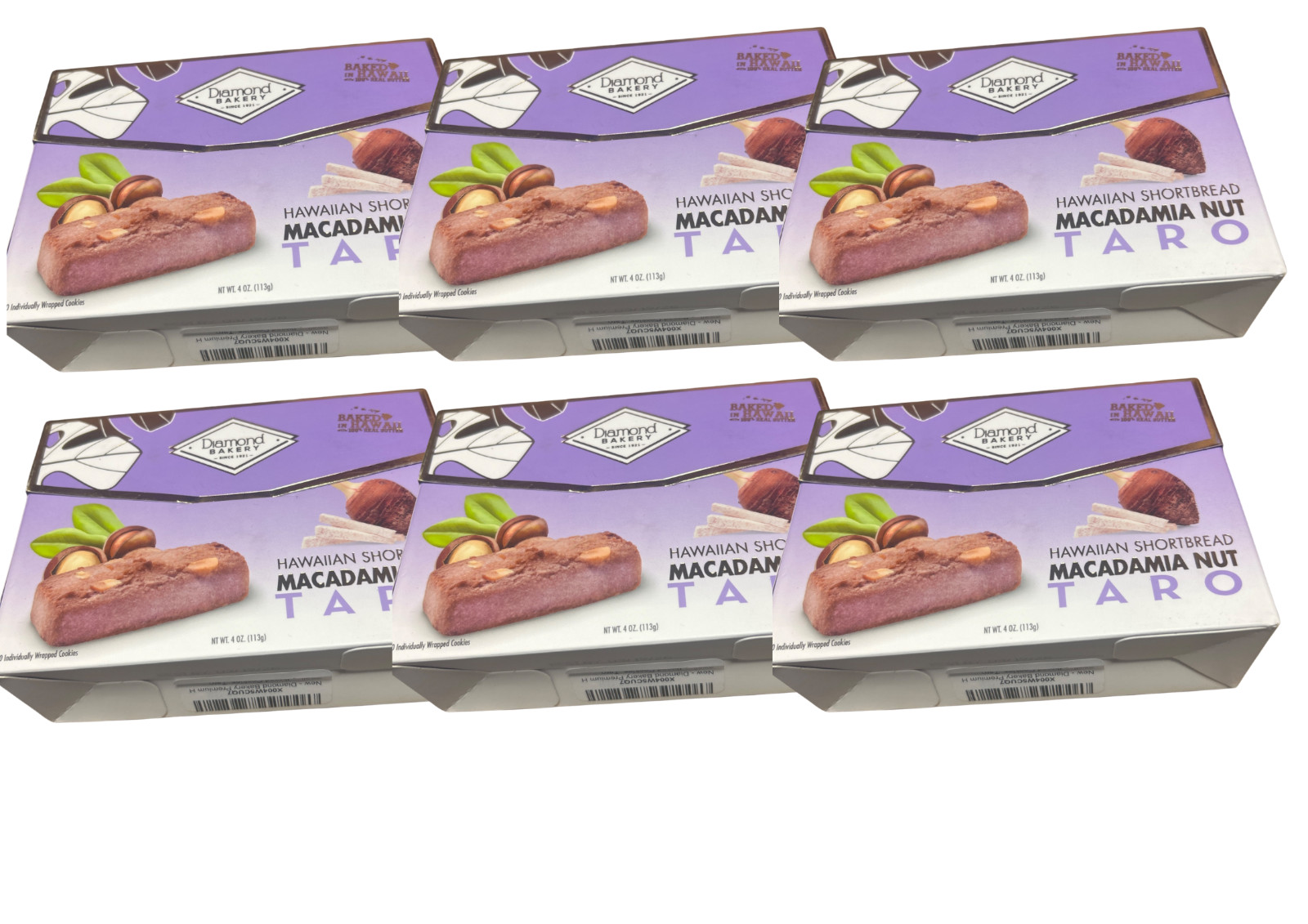 6 PACK Diamond Bakery Hawaiian Shortbread Macadamia Nut Taro Cookies 4oz NEW