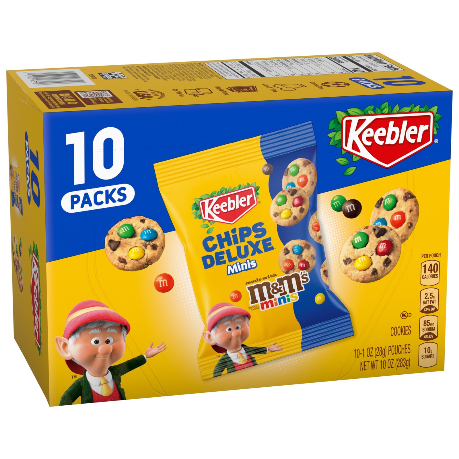 Keebler Chips Deluxe Minis Made with M&M’s, Chocolate Chip Cookies, 1oz, 10ct