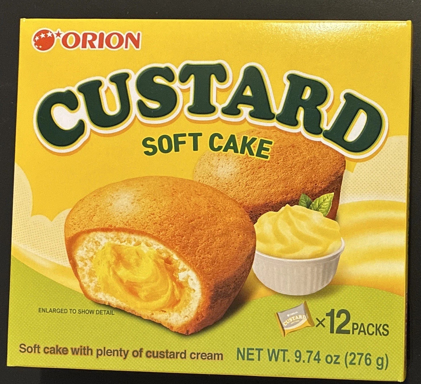 Orion Custard Soft Cake 12-Pack Box 276g (9.74 oz) Pantry Snack Soft Cakes