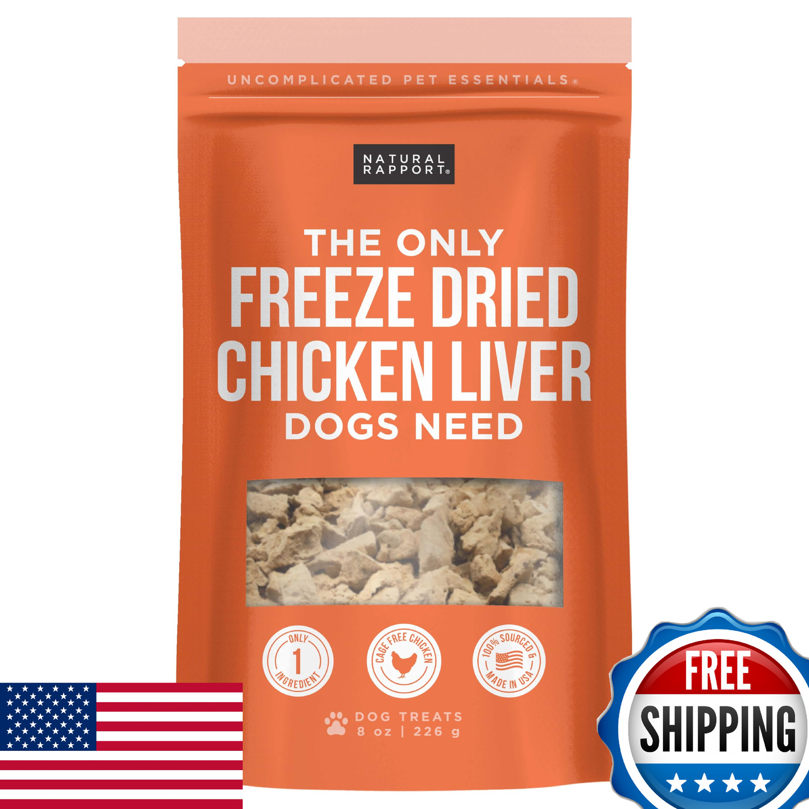 Natural Rapport Freeze Dried Chicken Liver Dog Treats – 100% Pure, Grain-Free
