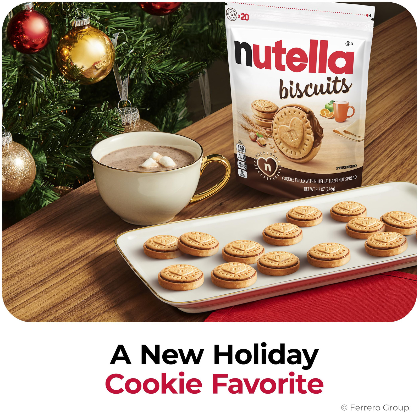 Nutella Biscuits 20 Count Resealable Bag Creamy Hazelnut Cookies 9.7 Ounces