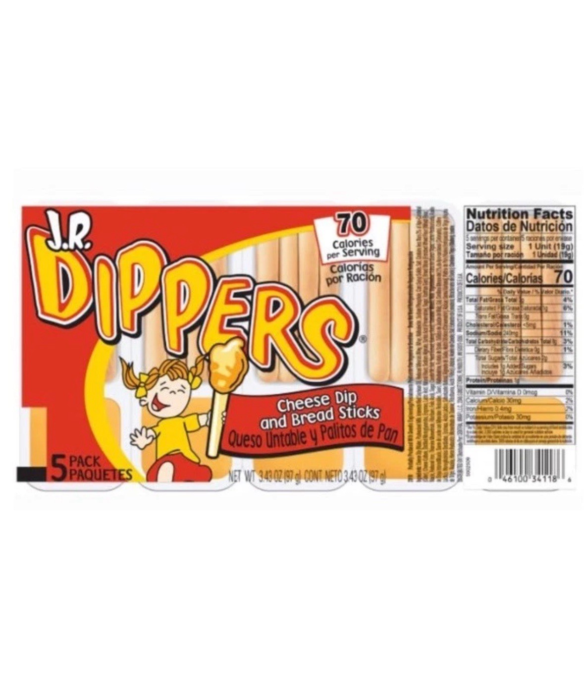 J.R. Dippers Cheese Dip & Bread Sticks Snacks (2 Packs)