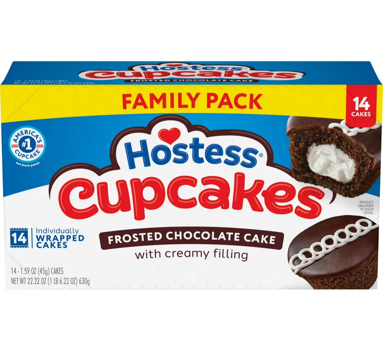 Hostess Cupcakes, Chocolate Snack Cakes, 22.22 oz Box (14 Count).