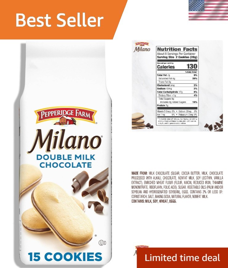 Milano Cookies, Double Milk Chocolate – 7.5 OZ, Perfect Pairing for Any Occasion