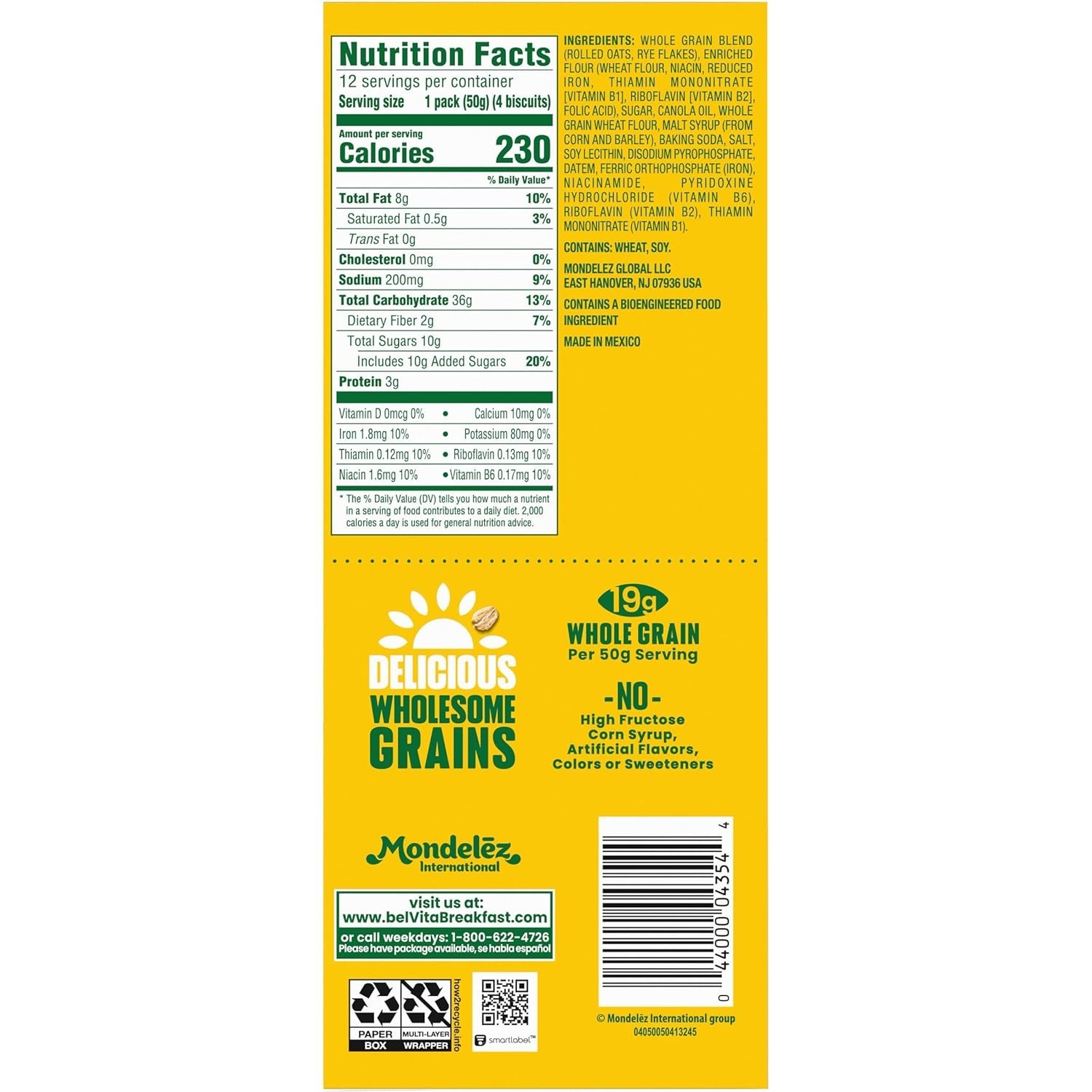 Breakfast Bars Biscuits, Golden Oat, Value Pack, 12 Packs 4 Biscuits Per Pack